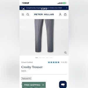 Peter Millar Gray Crosby Trouser